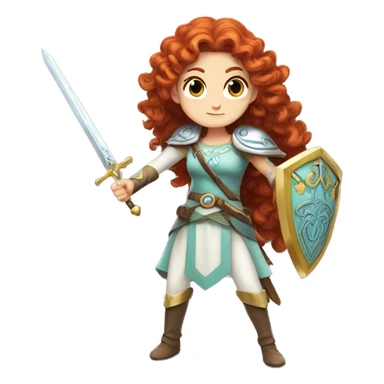 a white girl with long red curly hair and freckles, cosplaying Princess Zelda posing and ready for a fight sticker