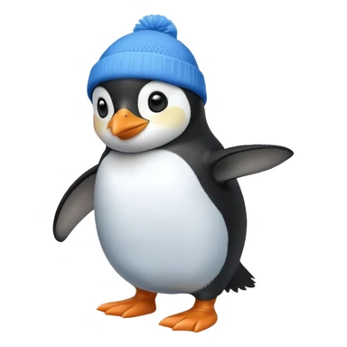 Penguin with blue beanie and blue shoes sticker