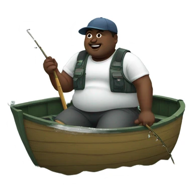 Fat black man fishing sticker