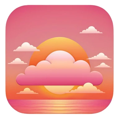 sunrise over horizon, warm orange and pink sky, minimal clouds sticker