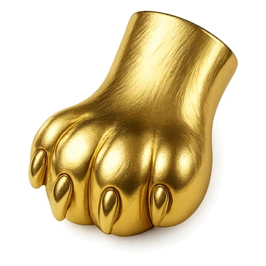 cat paw, shiny metallic gold finish sticker