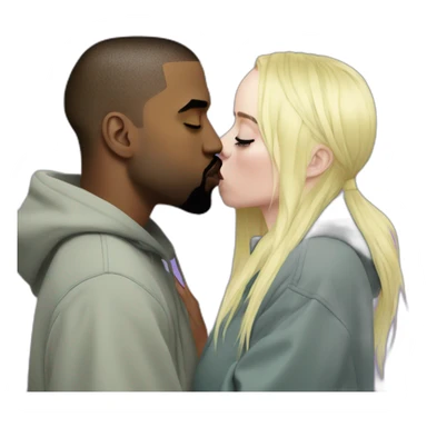 Kanye West kisses Billie Eilish sticker