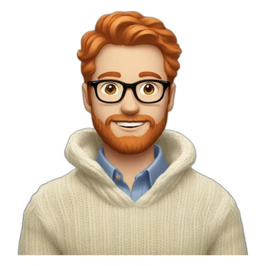 red hair white men with glasses and beard and a ralph lauren sweater sticker