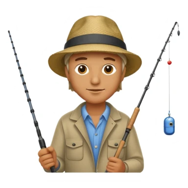 a man with a fishing rod sticker