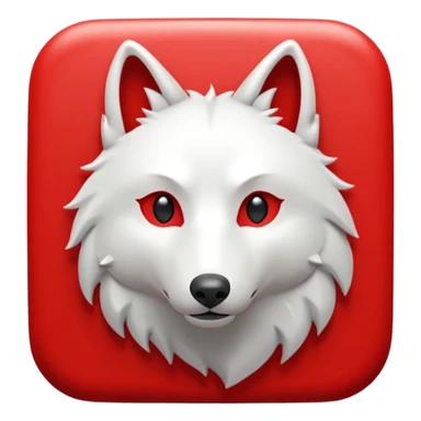 A bold white capital letter C with a small white wolf head icon above it, inside a red rounded square, emoji style, flat design, shiny light reflection, same style as 🅱️ emoji, transparent background. sticker
