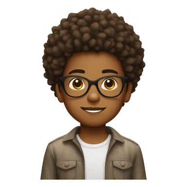 Brown skin kid with with a big spiky afro and clear glasses sticker