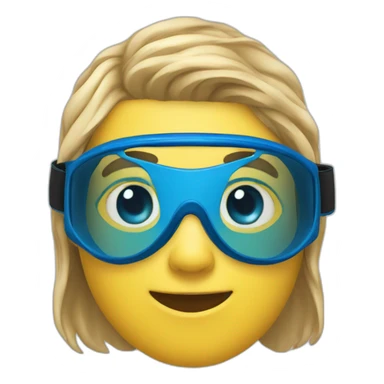 swimmer with a cool blue proffesional swimming goggles sticker