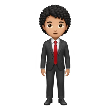 Young man, brown skin, black curly hair, tailored trousers, suit jacket, and tie, portrait

 sticker