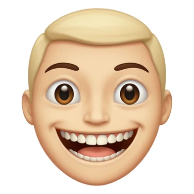 a face with a twitched eye and a super toothy smile sticker