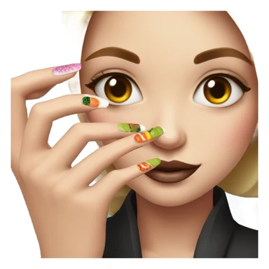 Girl with Nails and Sushi  sticker