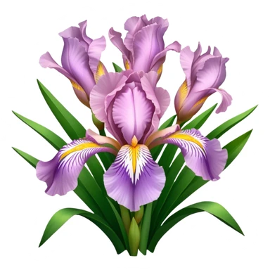 super big bouquet Soft Pink Iris, luxuriant, leaf, bud sticker