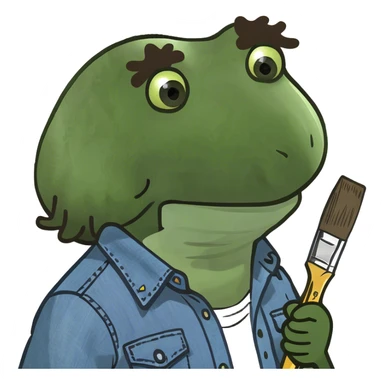 in a bob ross costume sticker