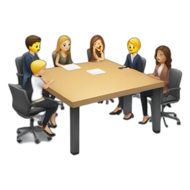 meeting table with young white people seated sticker