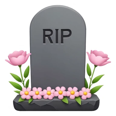 Cute emoji illustration of a tombstone with text "RIP 20’s", small flowers, ironic and playful mood, pastel colors, minimal flat emoji style, clean background, high resolution, suitable for WhatsApp profile and print sticker