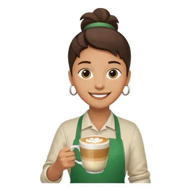 Barista + green apron + latte cup sticker