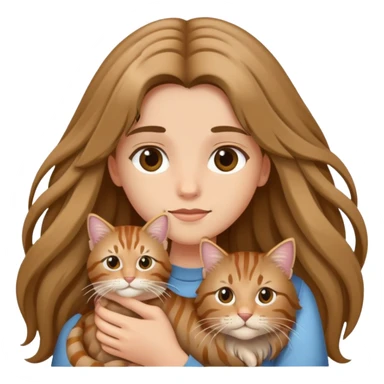 A long-haired girl holding a long haired tabby sticker