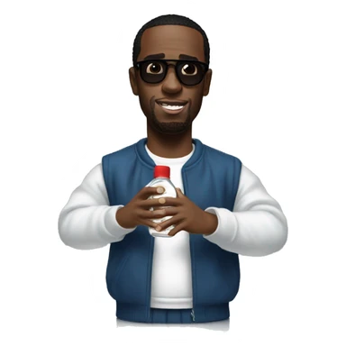P. Diddy holding a bottle of baby oil sticker