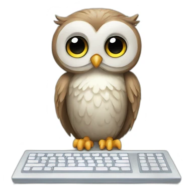 baby owl with computer sticker