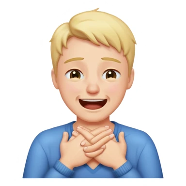 Crying laughing with hands across my chest  sticker