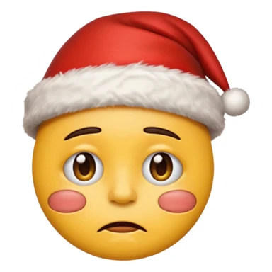 exhausted emoji with a christmas hat sticker
