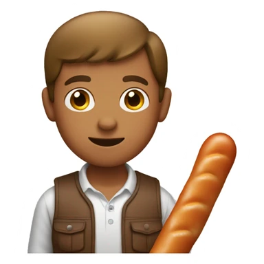 Tan boy holding a sausage sticker