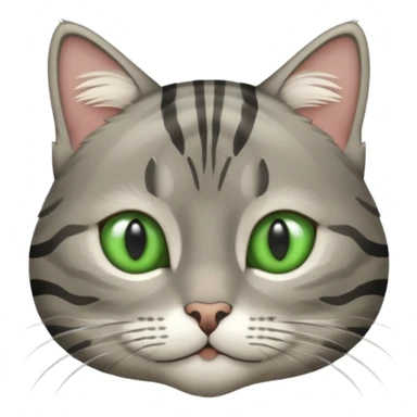 A high-resolution photo-realistic digital illustration of a grey tabby cat, chest upward sticker