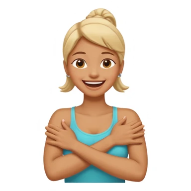 arms crossed holding neck laughing sticker