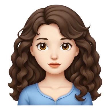 brunnete girl white.skintone wavy hair sticker