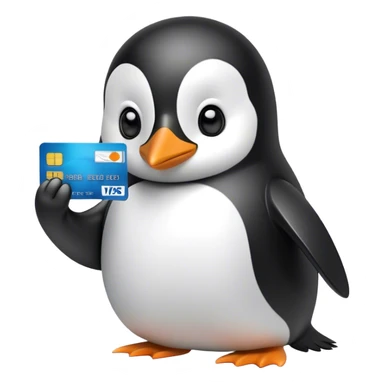 penguin holding a credit card sticker