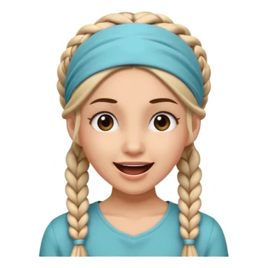 big lose braided woman face wiith big visible braids and mono color headband on head excited face sticker