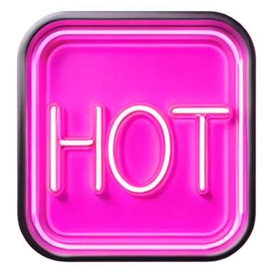 pink neon sign with the word hot sticker
