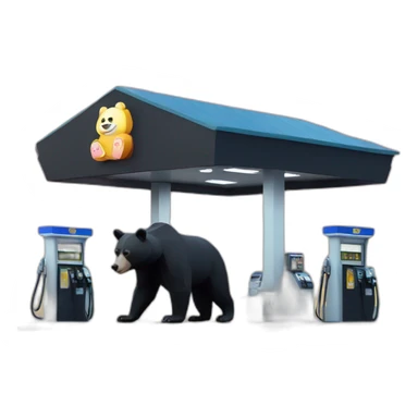 Lowpoly black bear gas station sticker