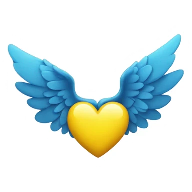 yellow heart with blue wings sticker