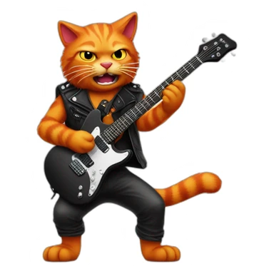 Red Cat playing guitare heavy metal rock sticker