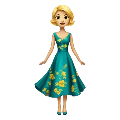 An emoji of a stylish dress, typically elegant and suitable for special occasions, with a vibrant color and flowing design sticker