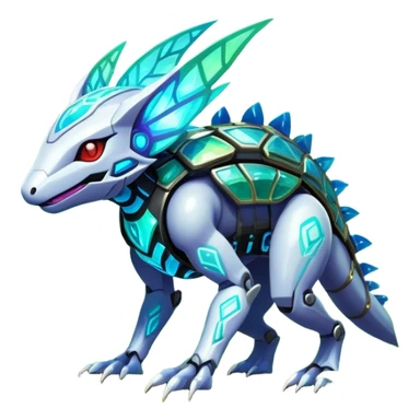  exotic tropical iridescent cyber-Protogen-Fakémon-Pokémon-Vernid-creature sticker