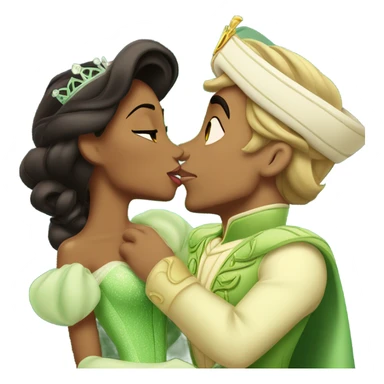 Princess Tiana kissing Prince Naveen sticker