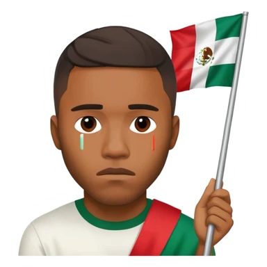 Frank ocean holding the Mexican flag and his face looks sad with tears sticker