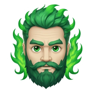 hades greek god with green flames and beard sticker