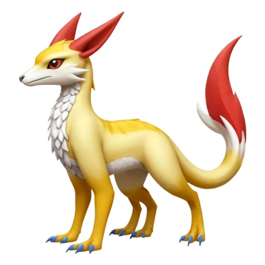 Colorful realistic flurry furry scaly Latias-Vernid-Lombax-Renamon-Zeraora-Bastet-Fakémon-hybrid-fusion-creature, full body sticker