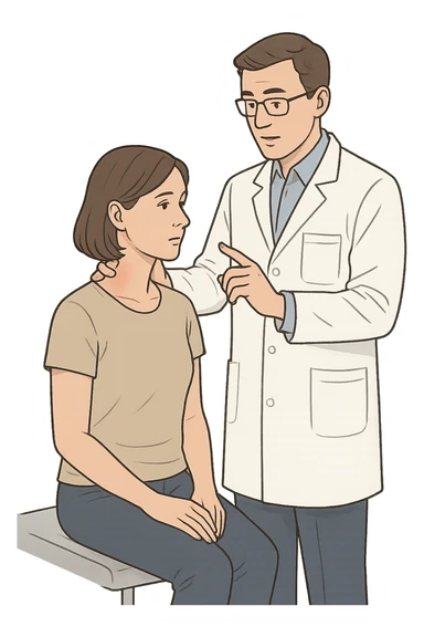 Donna dal posturologo per il suo problema alla cervicale sticker