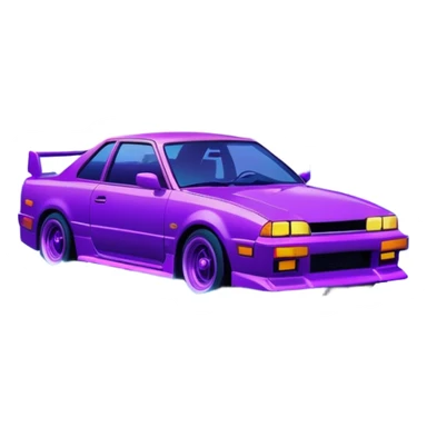 purple japanese car drifting under neon lights, foggy lakeside night, vaporwave colors, long exposure streaks, melancholic wavephonk vibe sticker