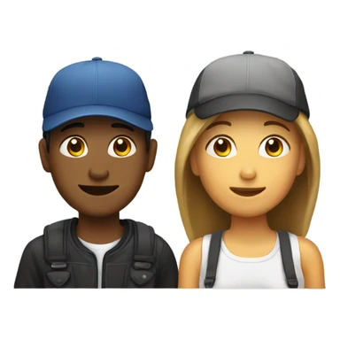 two teenagers with a cap. One male and the other woman. sticker