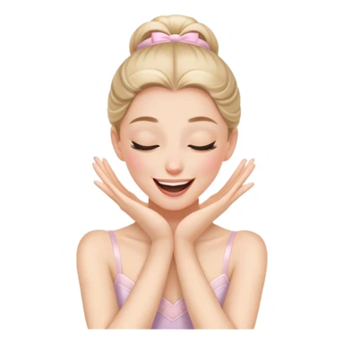 The ballerina laughs sweetly, covering her mouth with her hand and with her eyes closed sticker