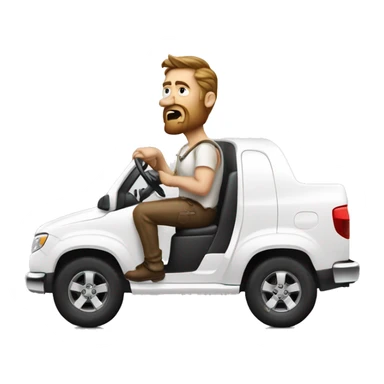 Man driving a white Holden Colorado with a bull bad sticker