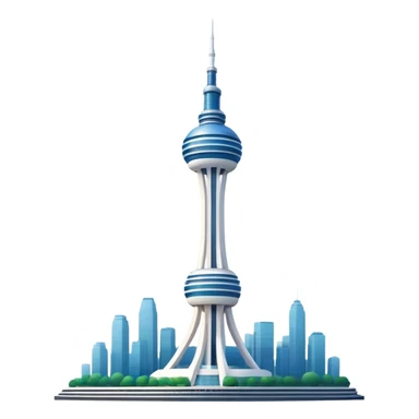 Cinematic Realistic N Seoul Tower Landmark Emoji, showcasing a futuristic tower with panoramic views rendered with sleek textures and vibrant, modern lighting. sticker