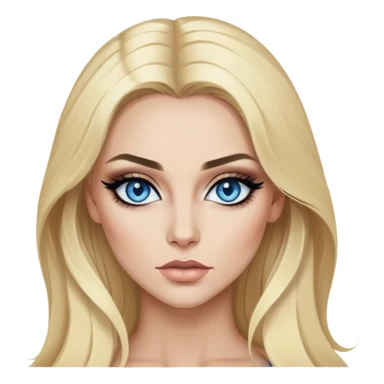 blonde, blue eyes baddie,pretty makeup, strong makeup, black eyeliner, long hair sticker