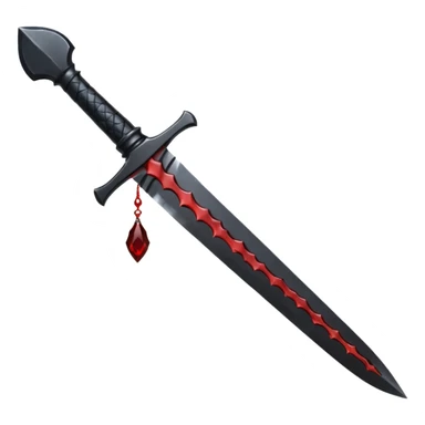 iOS emoji, dark fantasy dagger, obsidian blade, runes, blood drop, clean render, minimalism sticker