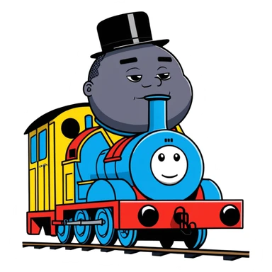Notorious B.I.G. as Thomas the Train, playful and iconic sticker