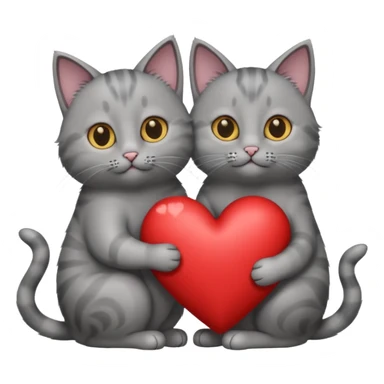 two grey cats in a heart sticker